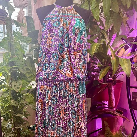 Aqua Purple Donna Morgan Spring Dress. Size 14 - Picture 1 of 6